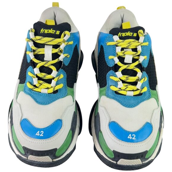 BALENCIAGA Multicolor Triple S Mesh Nubuck and Leahter Sneakers Marked as 9US - Picture 1 of 12